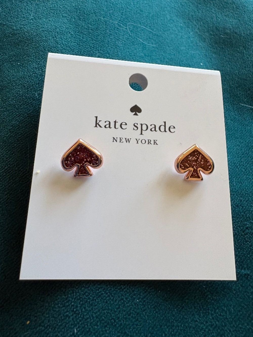 Kate Spade Pink Glitter Spade Earrings (New)